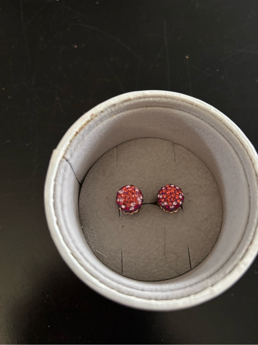 Round Red Crystal Pavé Stud Earrings for Women